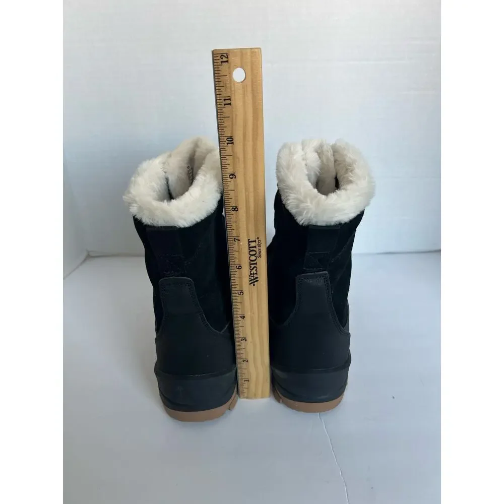 Universal Thread Black Leather Faux Fur Waterproof‎ Ankle Winter Snow Boots 7W